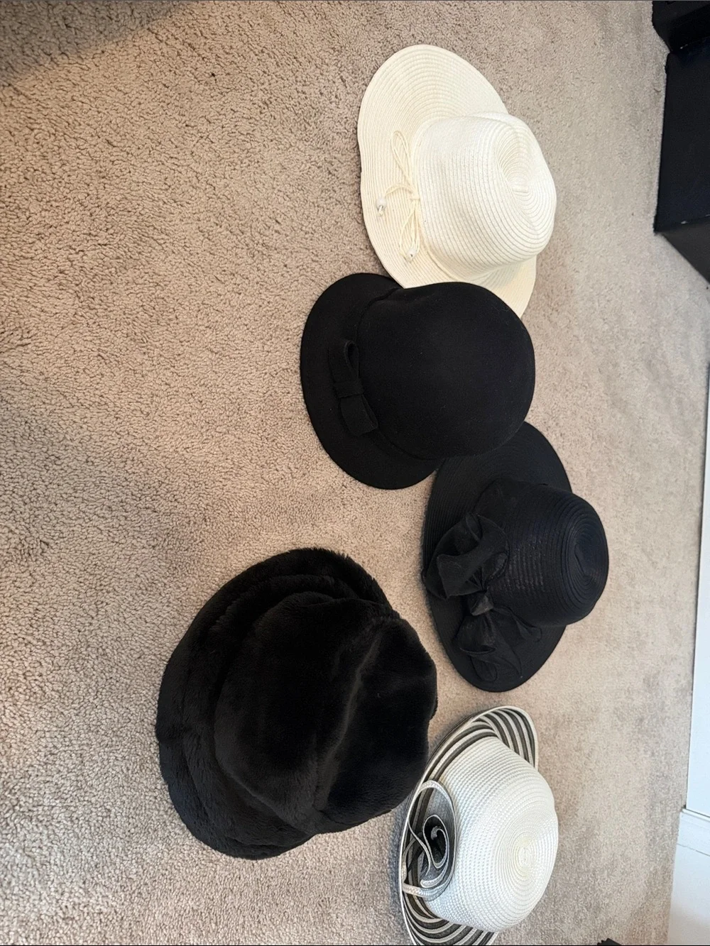 Classic Black and White Women's Hat Set - Versatile Summer & Dress Styles
